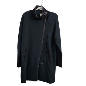 CAbi Coat Large Green‎ Renaissance Full Offset Zip Long Jacket Stretch 3725